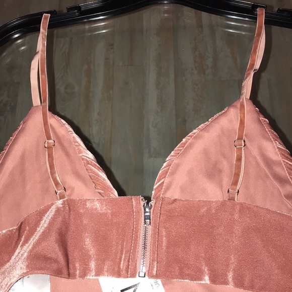 Mauve Velvet Feel Bralette with Zip Back - Picture 3 of 6